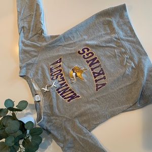 A Vikings sweatshirt